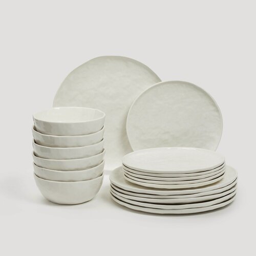 Изображение товара Сервиз обеденный, 6 перс, 18 пр, белый, Мятый эффект, Egaleo, Kuchenland, фарфор