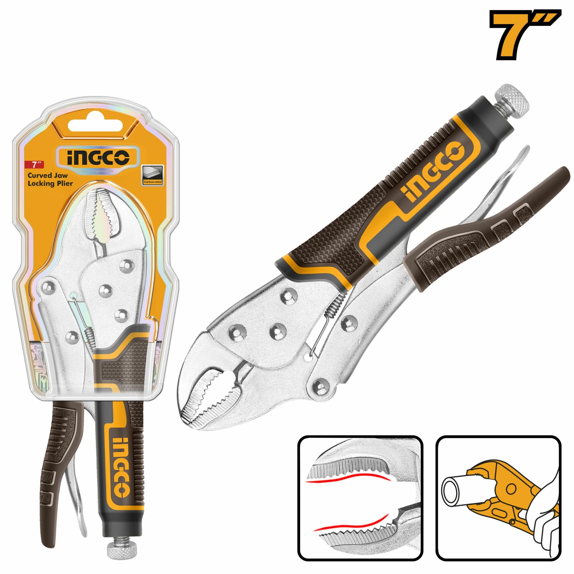 Зажимные клещи INGCO 180мм HCJLW0207