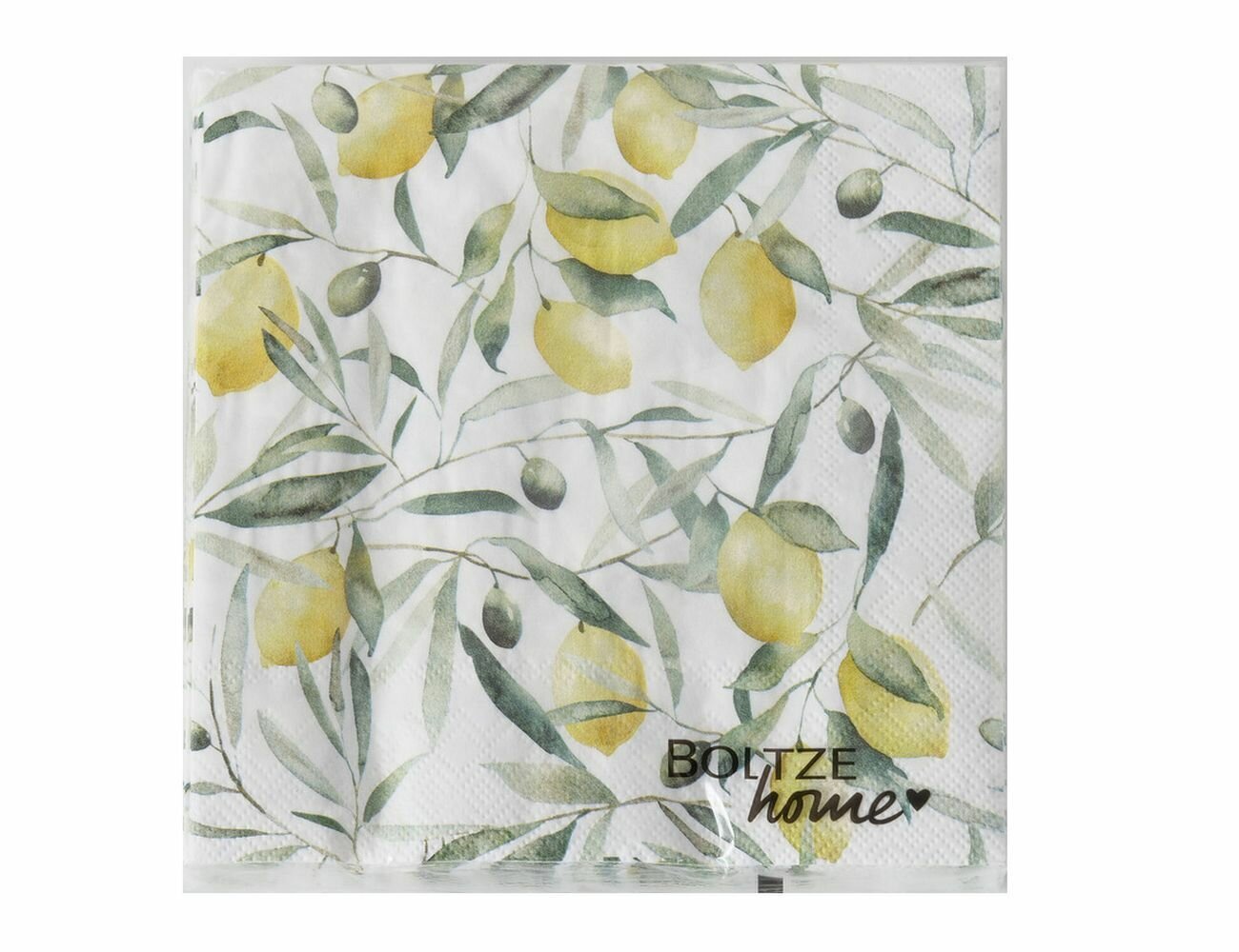 Бумажные салфетки лимоны И оливки белые 17х17 см 20 шт Boltze 2034526-1