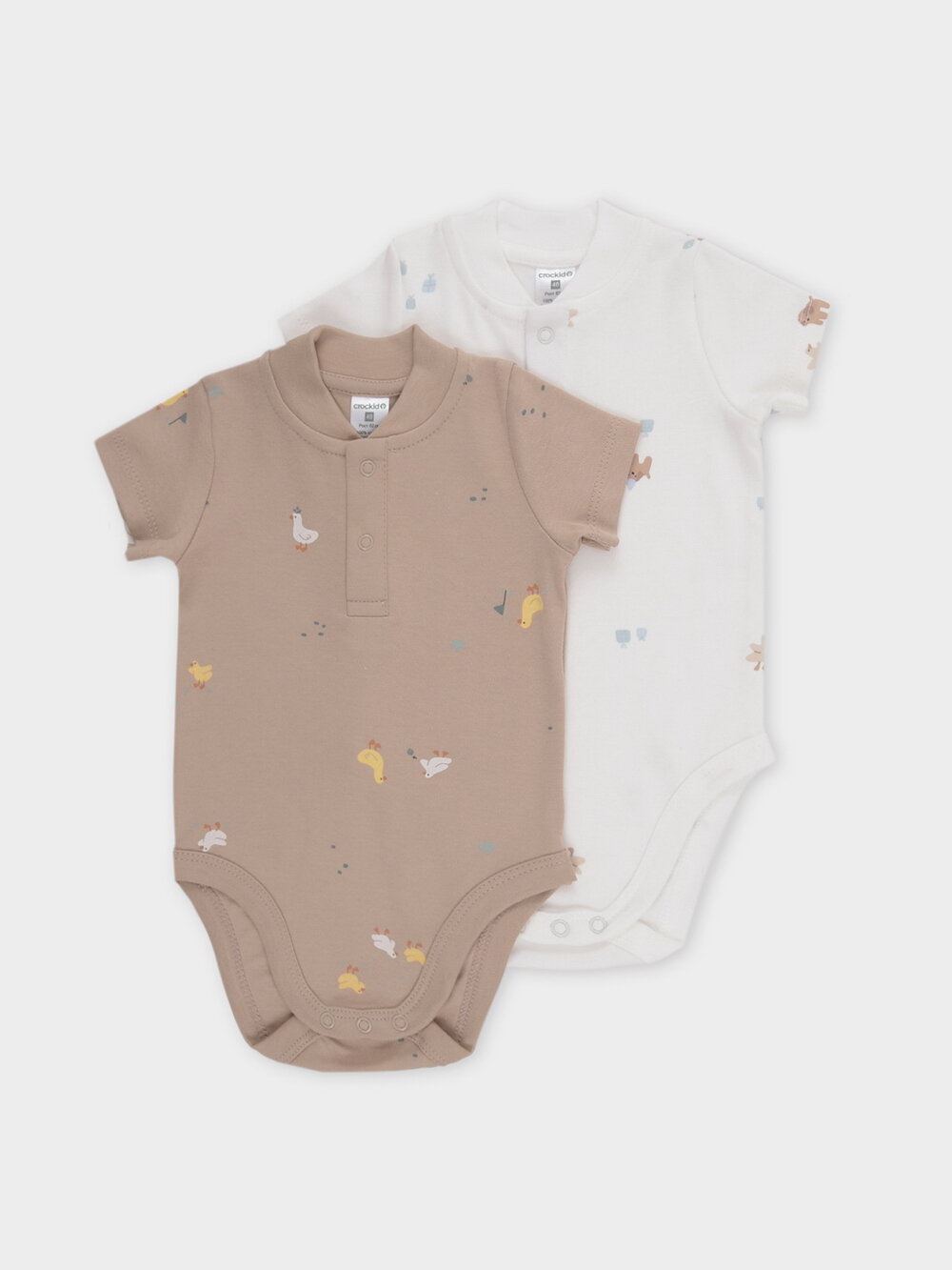 Боди crockid К 6543-2уп/милые животныевеселые гуси комплект из 2 шт. размер 48/74 белый коричневый