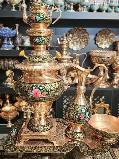 Самовар Персидский базар "Ташир", ручная работа, с заварочным чайником — фото 1