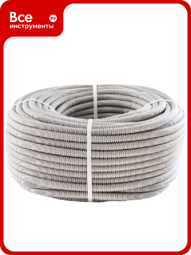 Гофрированная труба Экопласт ПНД легкая с зондом диаметр 16мм цвет серый 20116HF-GR