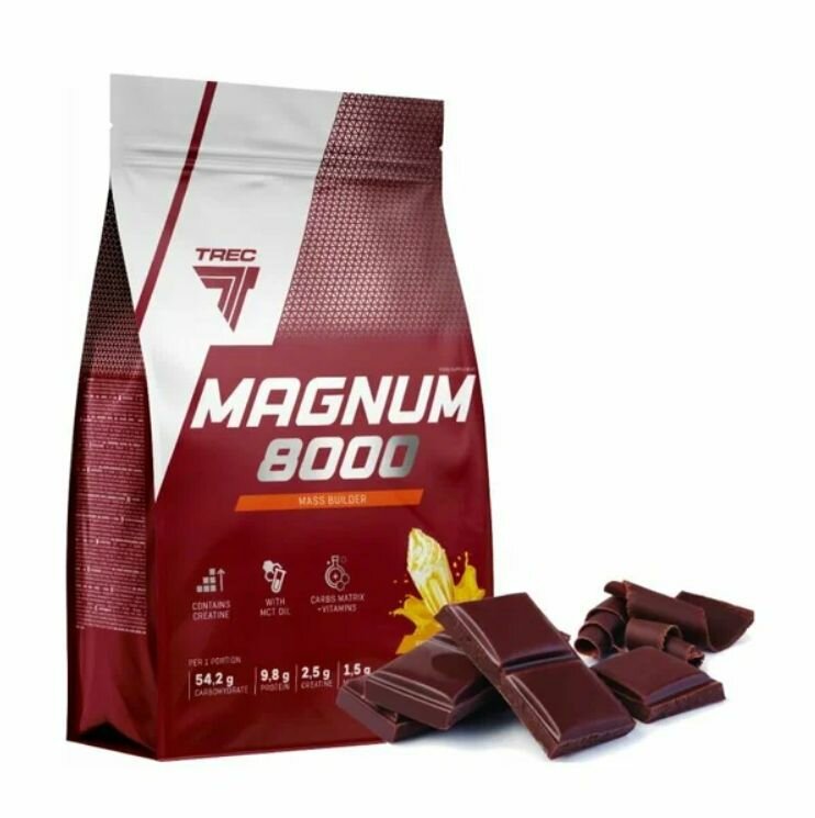 Гейнер для набора массы, 1 кг, Trec Nutrition Magnum 8000, вкус шоколад