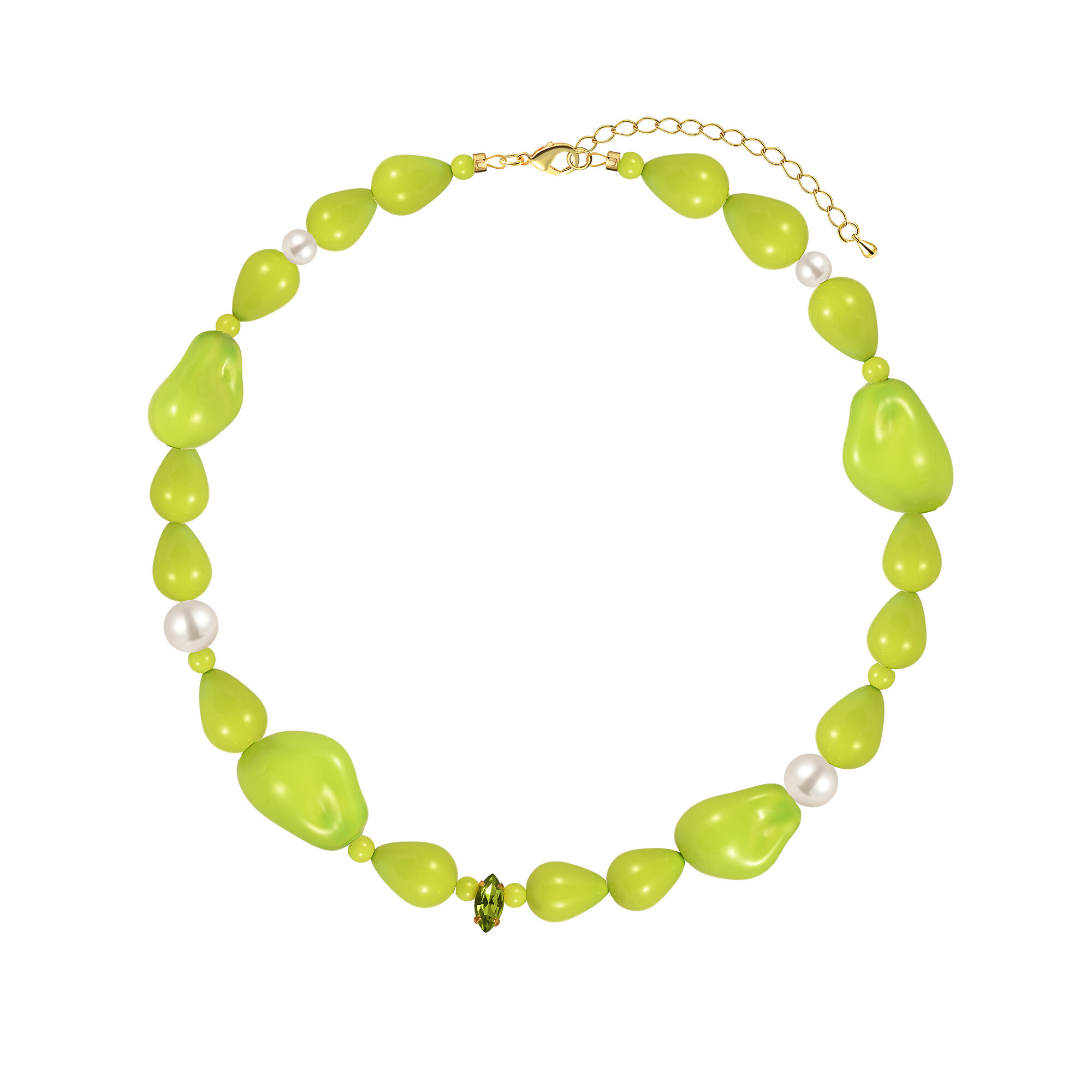 Колье Leo Lee, длина 40 см, мультиколор, желтый, зеленый
