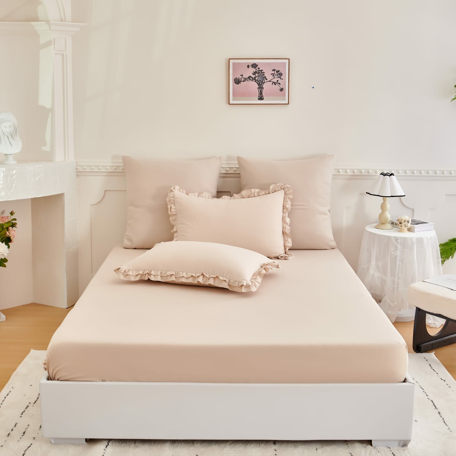 Постельное белье с одеялом евро, бархатный сатин, хлопок Рюши — фото 1