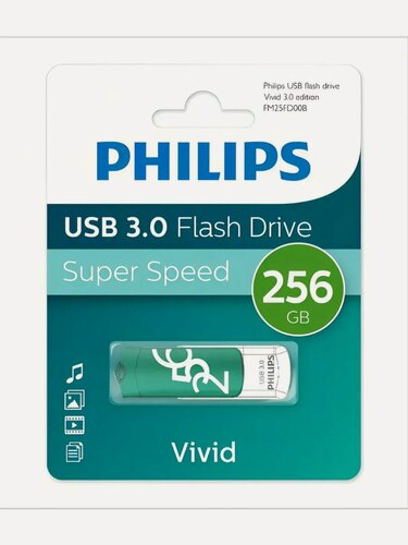 Изображение товара USB-флешка PHILIPS Vivid 3.0 (FM25FD00B/97) 256GB, USB 3.0 Зеленый
