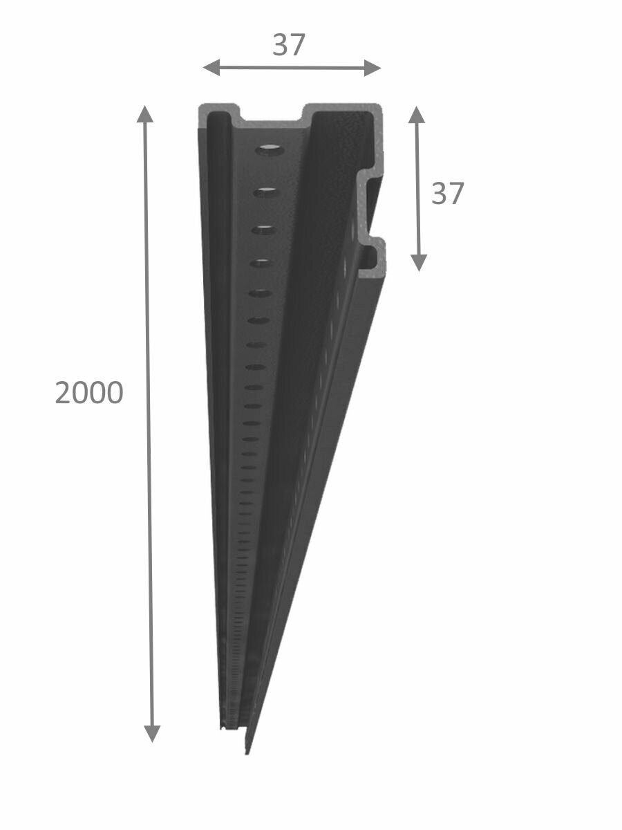 Стойка металлическая для стеллажа (Высота 2000мм) (4 штуки) (нагрузка до 750кг) Цвет: Черный