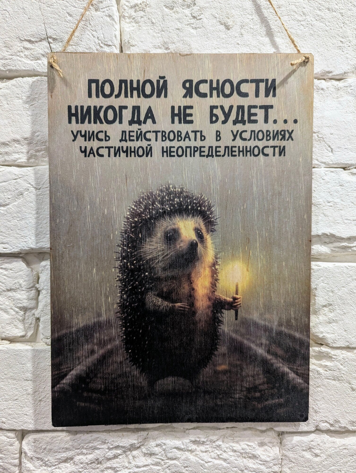 Табличка "Полная ясность", дерево, 19 см x 27 см, настенная, с отверстиями для крепления