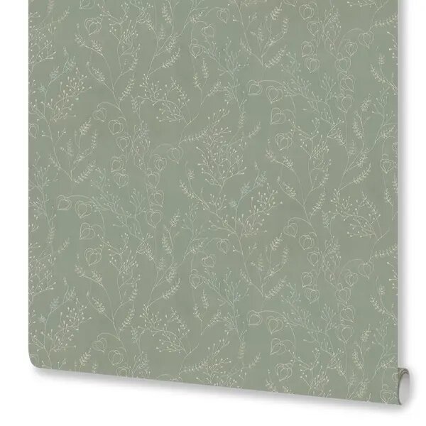 Обои флизелиновые Euro Decor Physalis зеленые 1.06 м ED7307-12