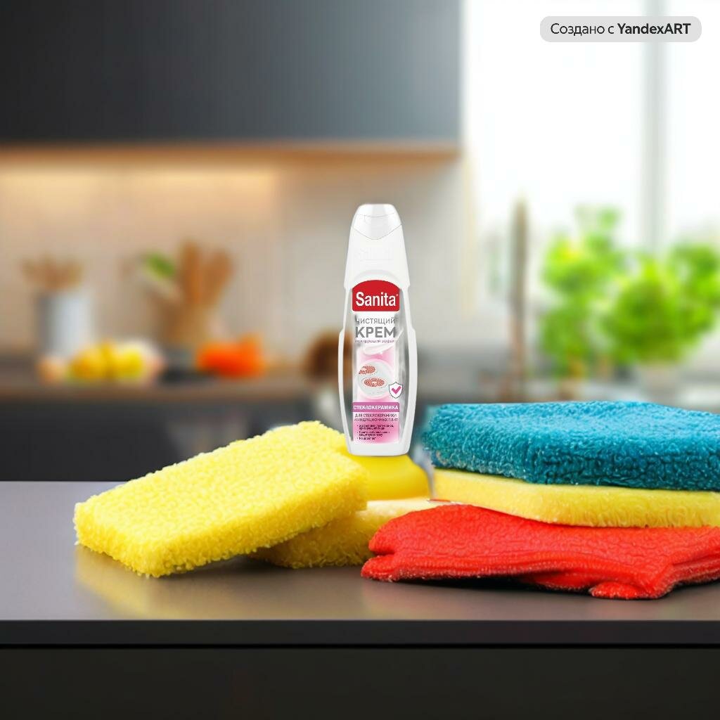 Средство чистящее стеклокерамика Sanita, чистящий крем, 600 гр