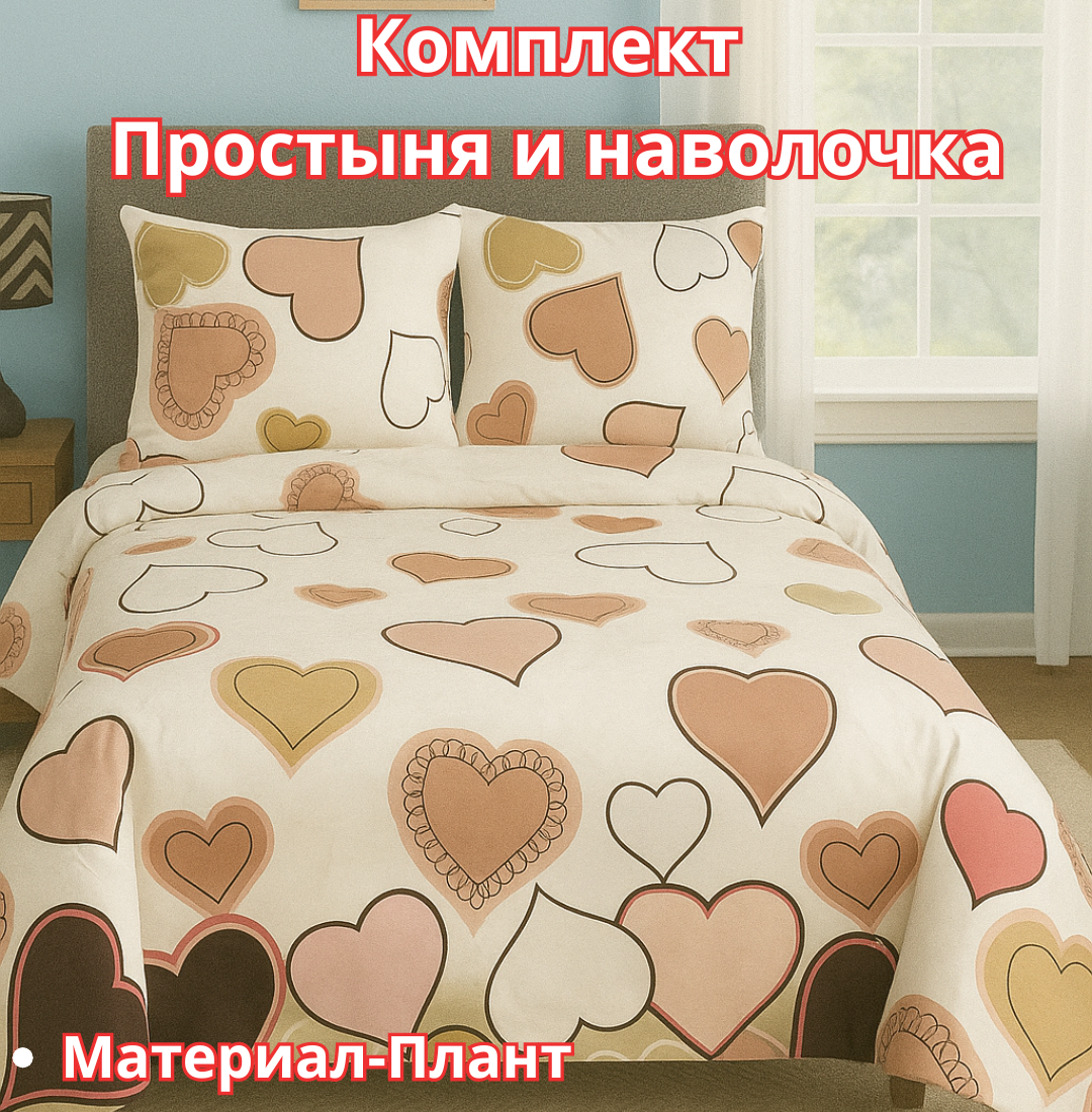 Постельное белья "Простыня и наволочка" размер евро стандарт