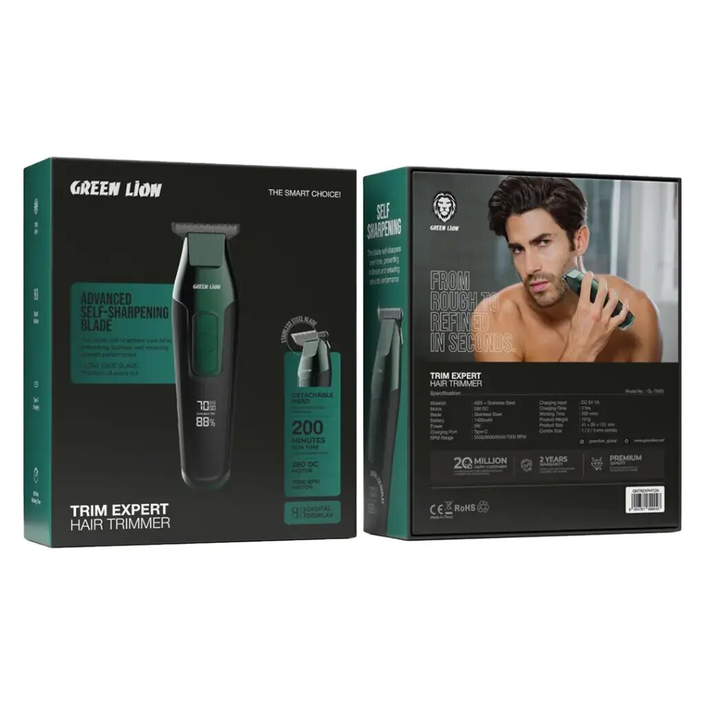 Машинка для стрижки GREEN LION "Trim Expert", нержавеющая сталь, для волос, бороды, усов