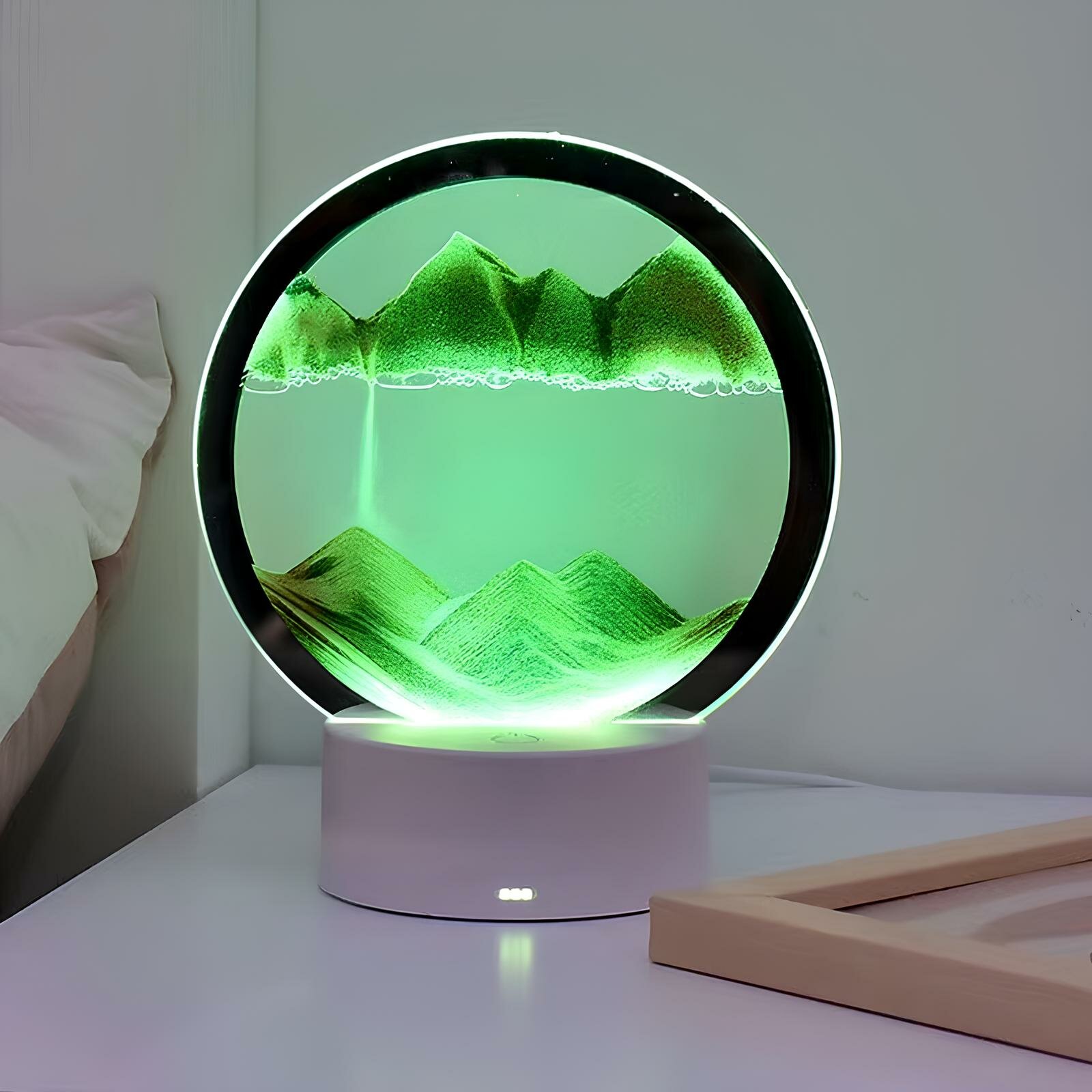3D картина, с песком «Живая дюна» , антистресс-декор, с подсветкой, LED зеленый