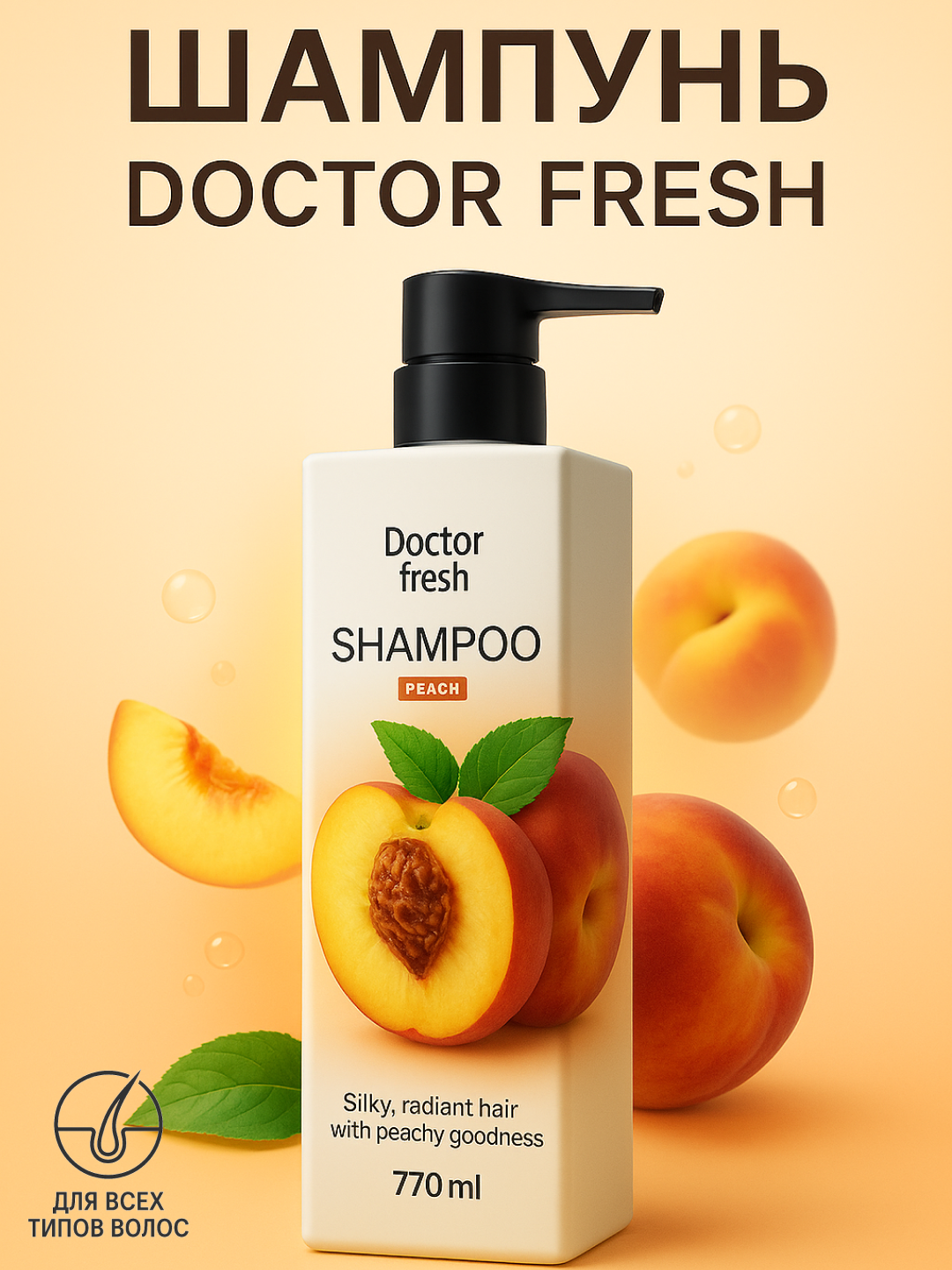 Шампунь Doctor Fresh, для всех типов, натуральный уход, 770мл