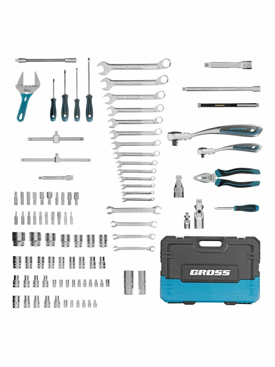 Набор инструментов, CrV, 120 зубьев, 101 предмет Gross — фото 1