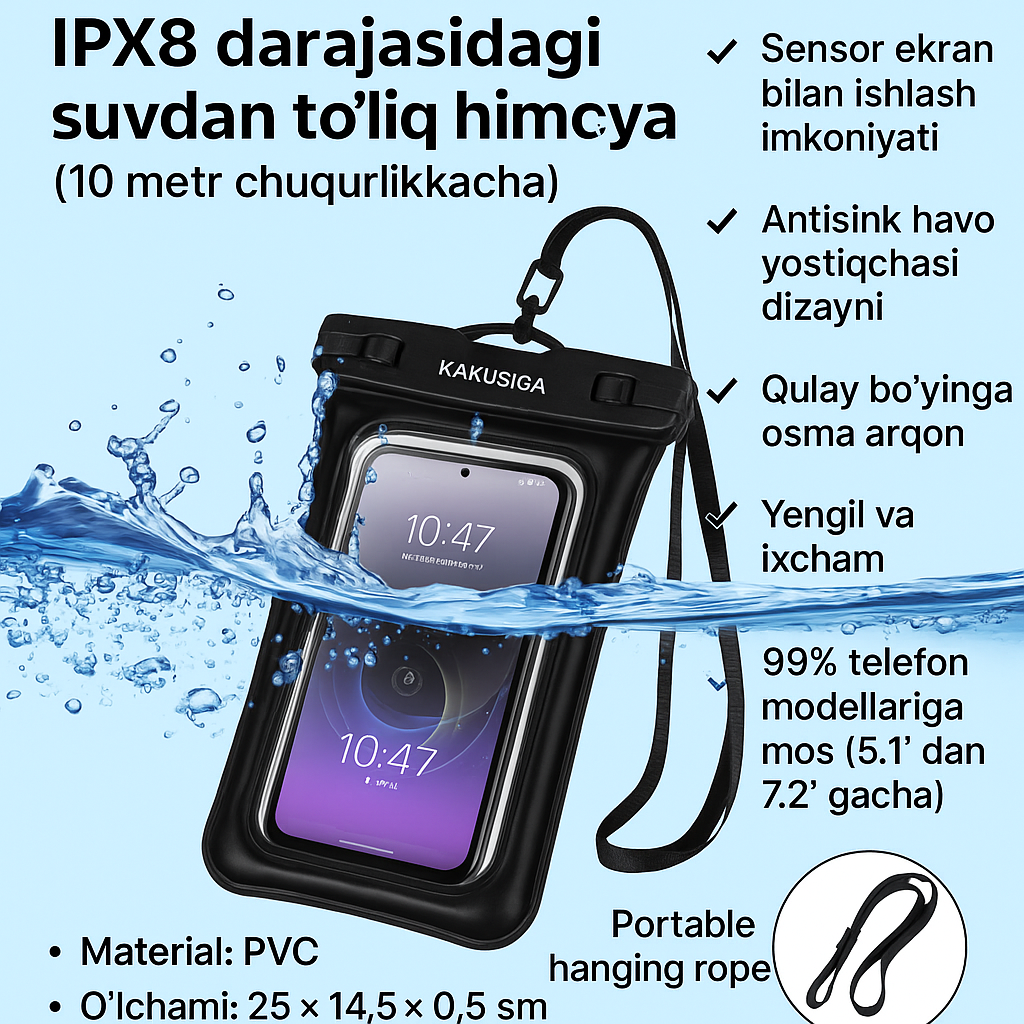 Водонепроницаемый чехол Kakusiga для мобильного телефона IPX8 | Водонепроницаемый чехол для телефона