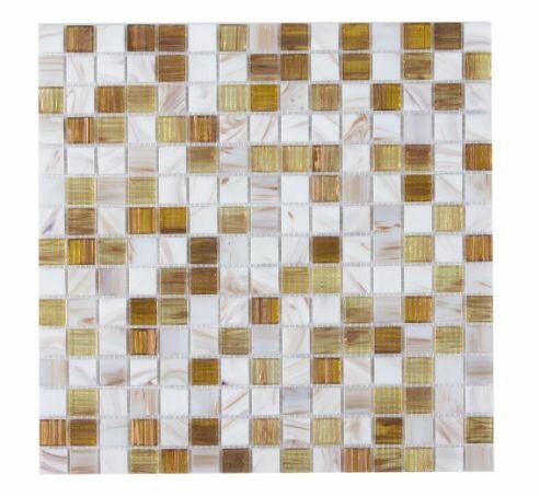 Мозаика стеклянная KREAFORTA бежево-белая 327x327x4 мм