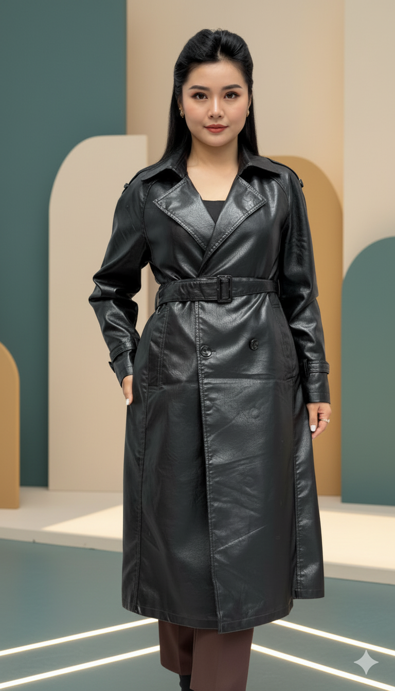 Кейп женское кожаное пальто, длинное женское пальто, чёрное пальто, осень зима мода, стильная верхняя одежда, пальто из эко кожи, женская мода, тёплое пальто, классическое пальто, модная одежда