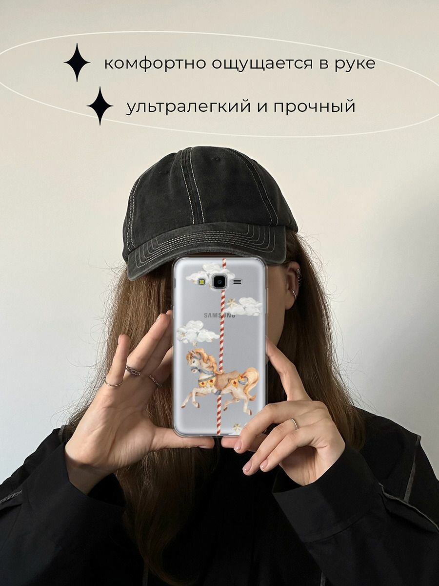 Чехол на Samsung Galaxy J7 Neo / Самсунг Галакси Джей 7 Нео с принтом "Карусель лошадка", прозрачный — фото 1