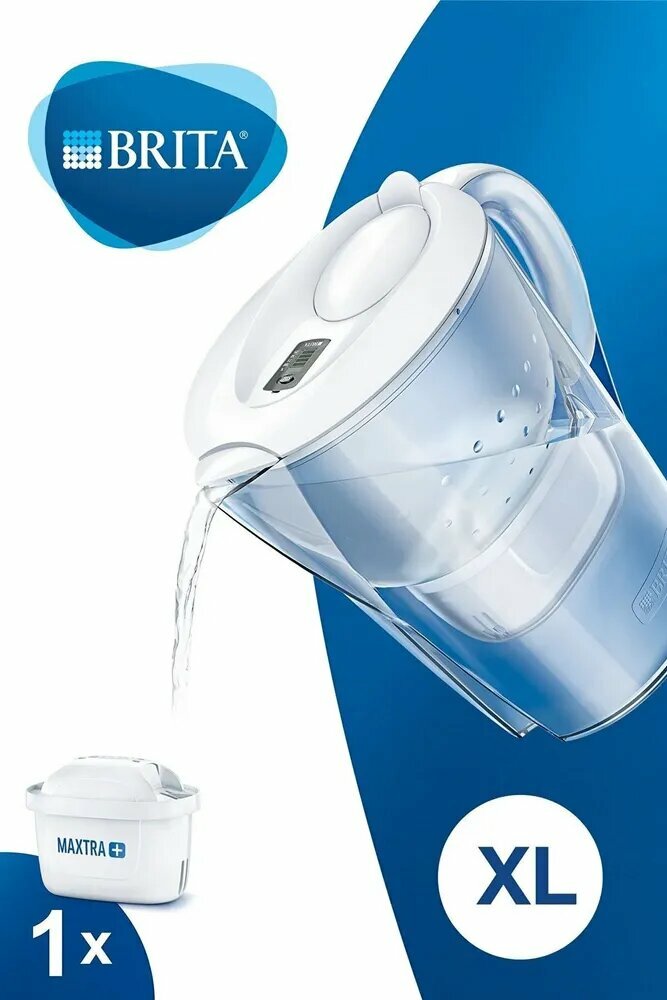 Кувшин с фильтром для воды BRITA Marella XL 35 л с 1 сменным картриджем MAXTRA+ (система 3-кратной фильтрации)