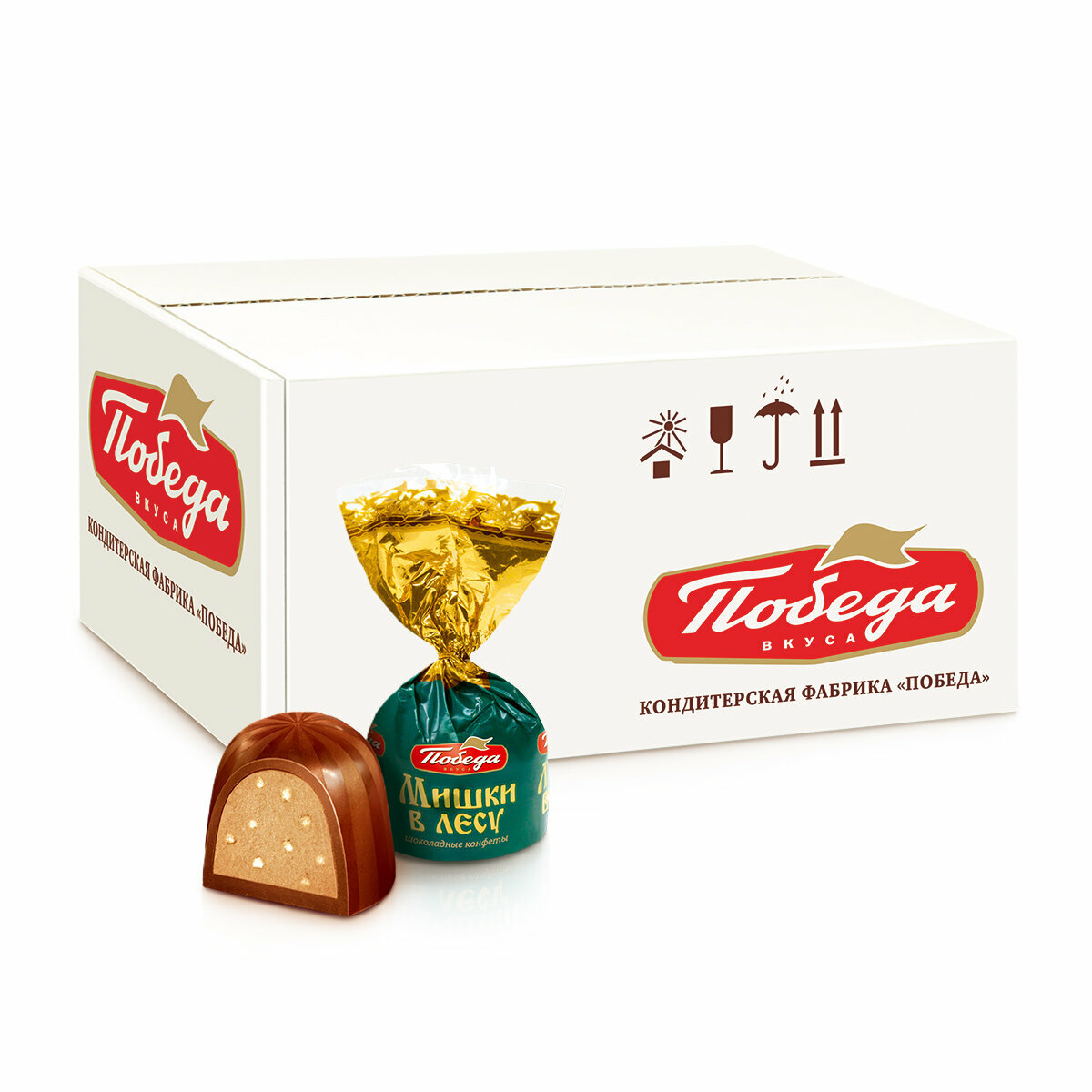 Конфеты шоколадные Победа вкуса Мишки в лесу с шоколадно-вафельной начинкой 2000 г