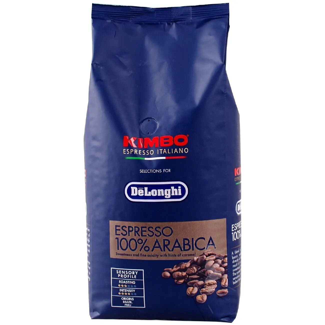 Кофе в зернах De’Longhi × Kimbo Espresso Arabica — 100% арабика, премиальный вкус и аромат, 1 кг