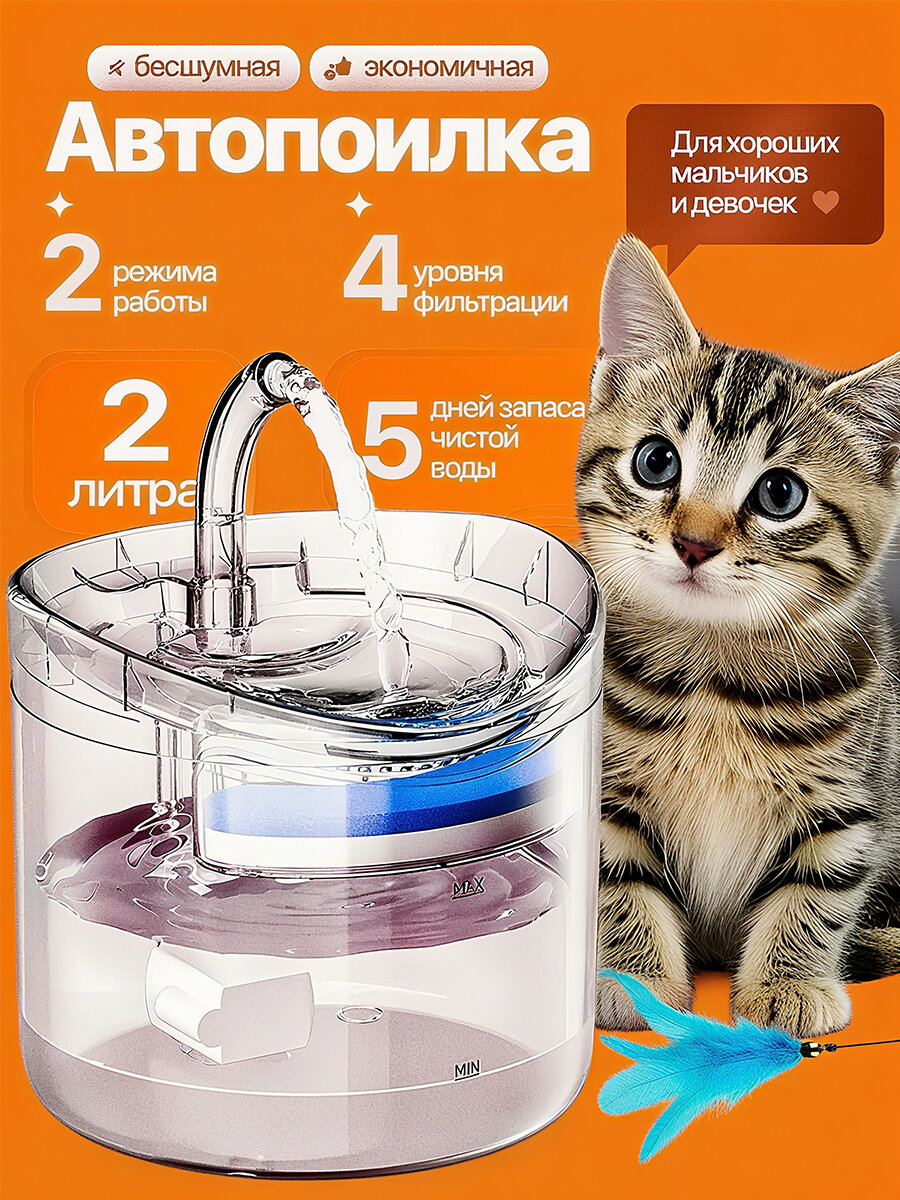 Фонтан для кошек и собак поилка автоматическая зоотовары для животных питьевой фонтанчик поильник