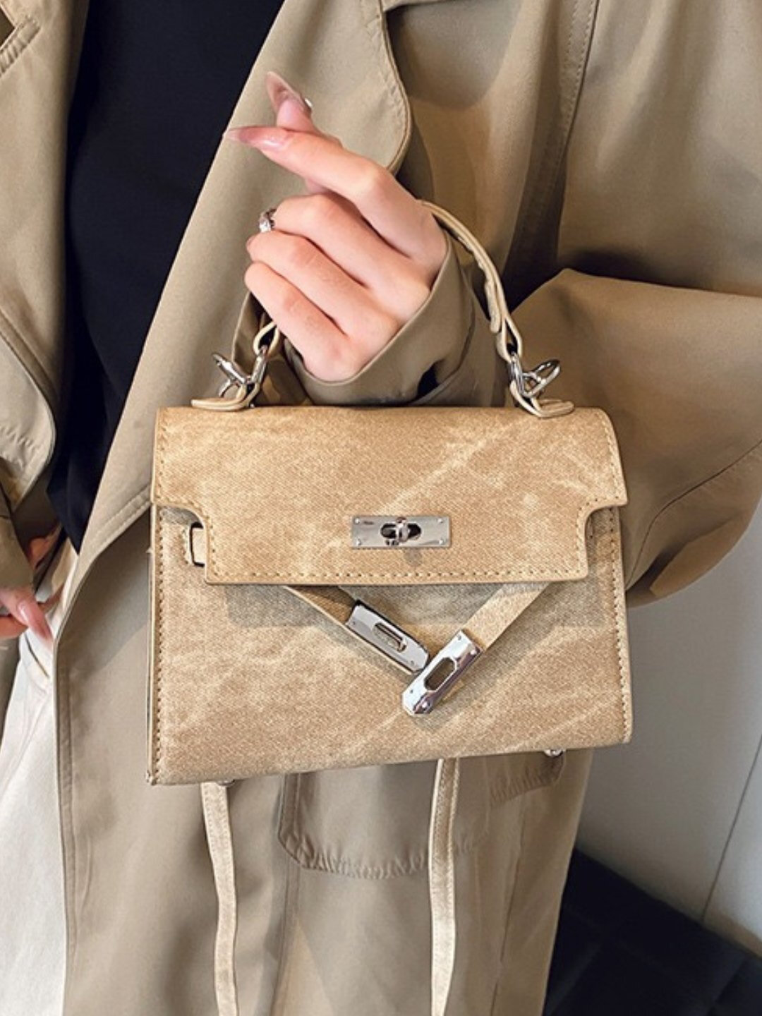 Сумка  Мини-сумка Hermes Kelly Style, бежевый — фото 1