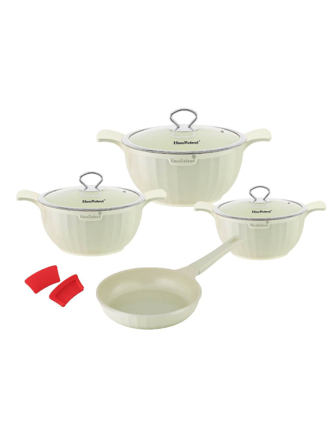 Haus Roland набор посуды 4 предмета, 3 кастрюли и сковорода - Белый