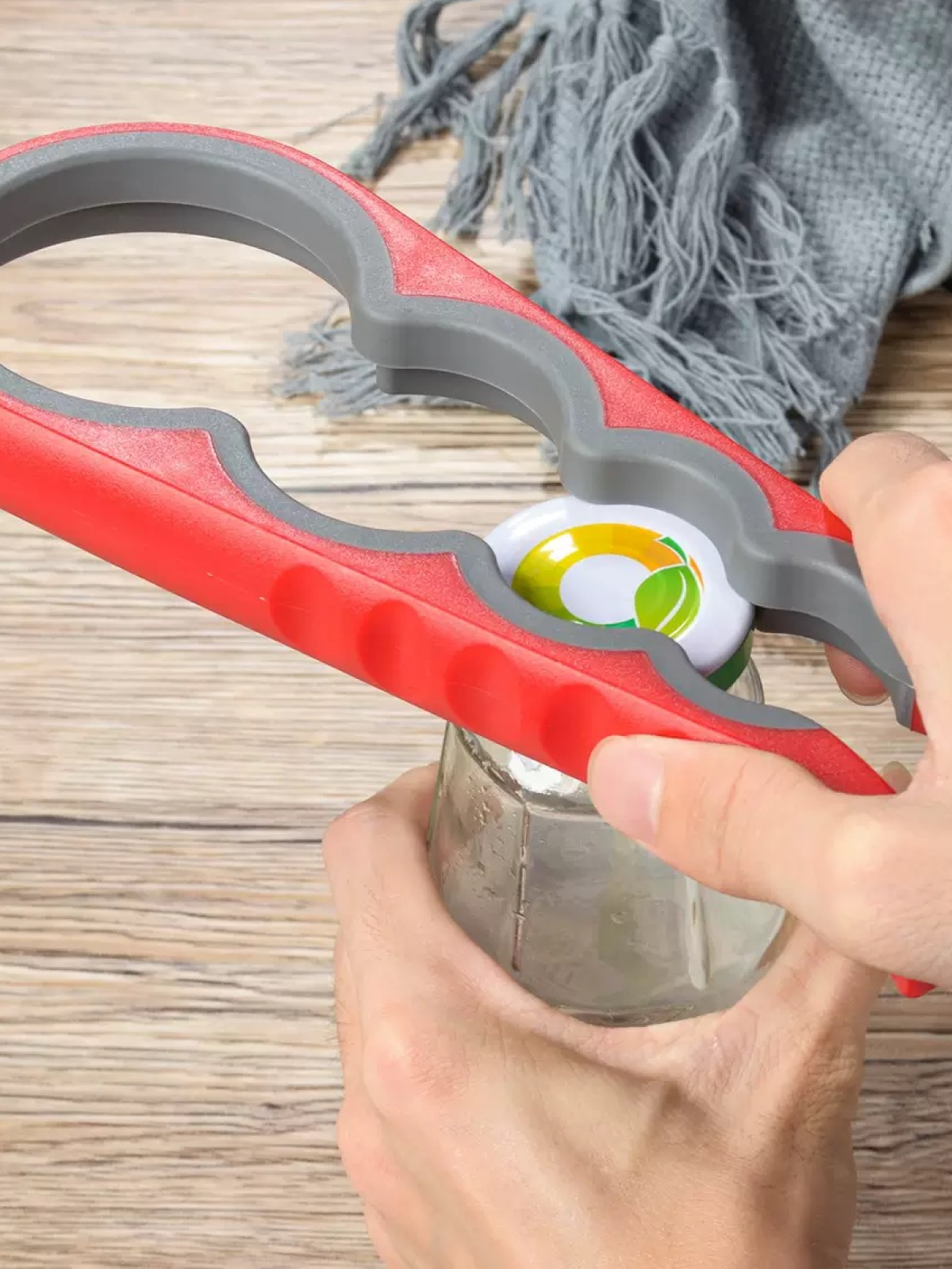 Открывашка EDILIUM 4 в 1 для банок, нескользящая, PP/TPR, для разных диаметров крышек, 23 см — фото 1