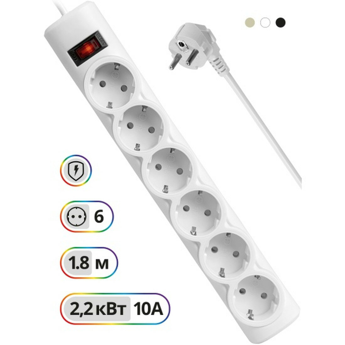 Сетевой фильтр Defender DFS 151 1.8м White 6 розеток (99489)