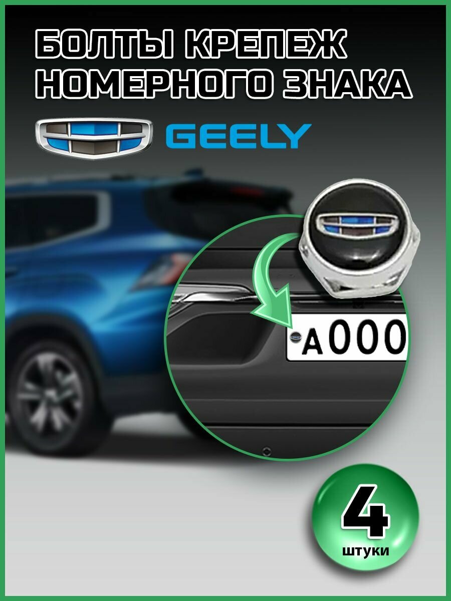 Болты для номера Geely компл. 4 шт черный