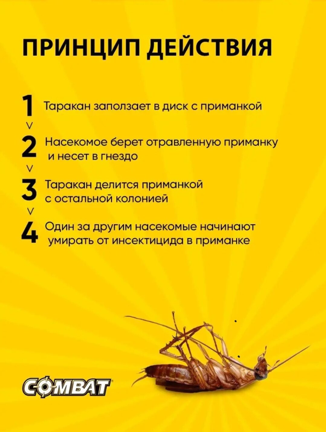 Средство от тараканов Combat 6 дисков (ловушка/приманка) — фото 1