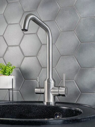 Изображение товара Смеситель для кухни, РМС SUS124-017F-015, с фильтром для воды, нержавеющая сталь