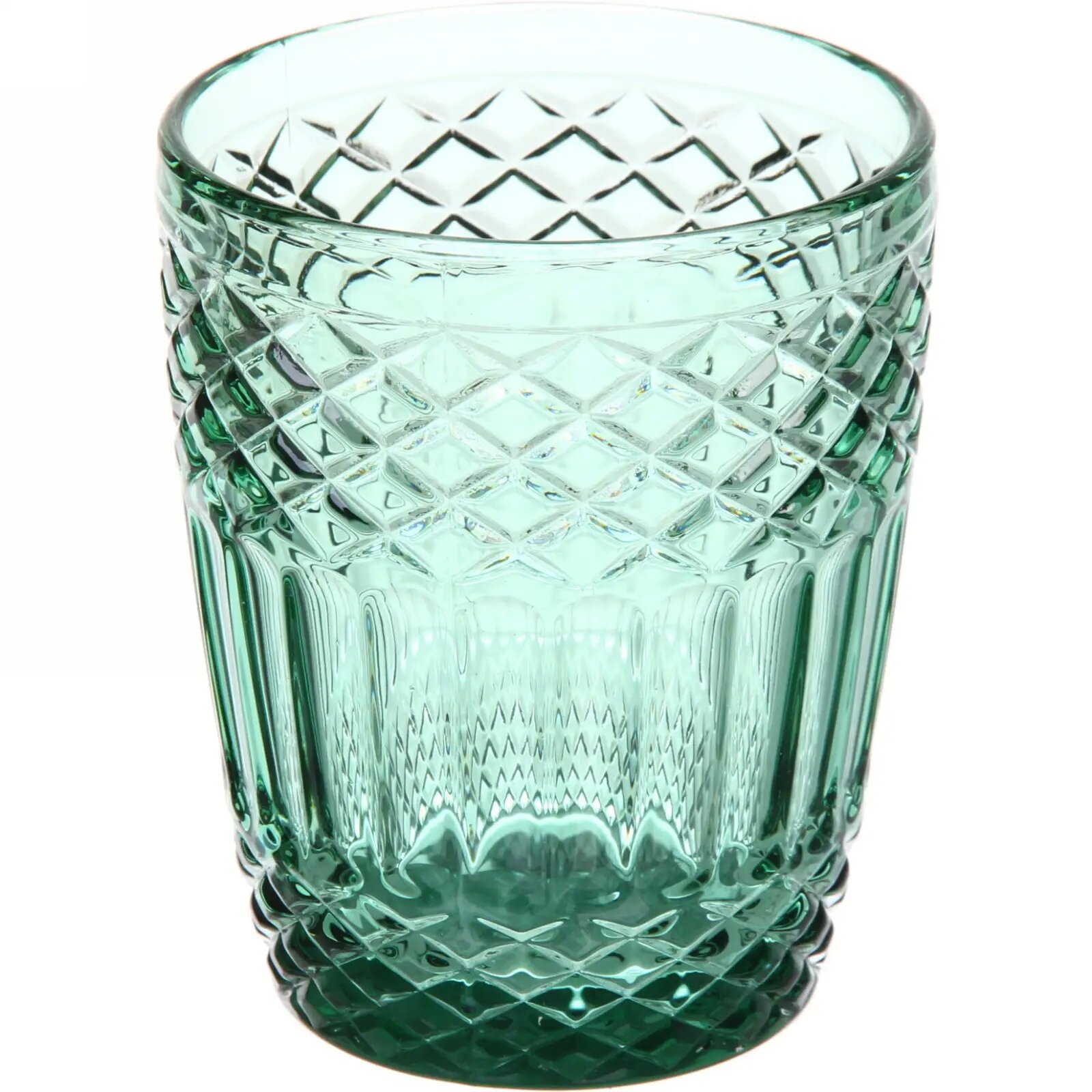 Стакан низкий 300мл «Emerald», рифлёный узор, стекло, светло-зелёный