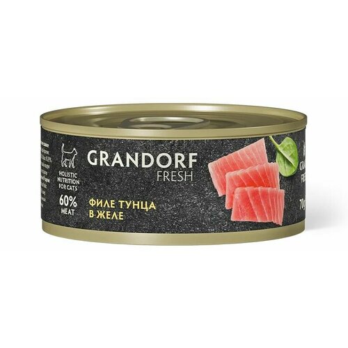 Влажный корм GRANDORF Fresh для кошек, филе тунца, в желе, 70 г