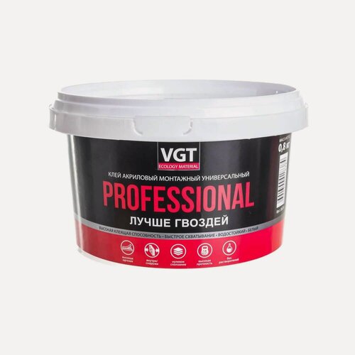 Изображение товара Клей монтажный VGT Professional Лучше Гвоздей белый (0,8кг)