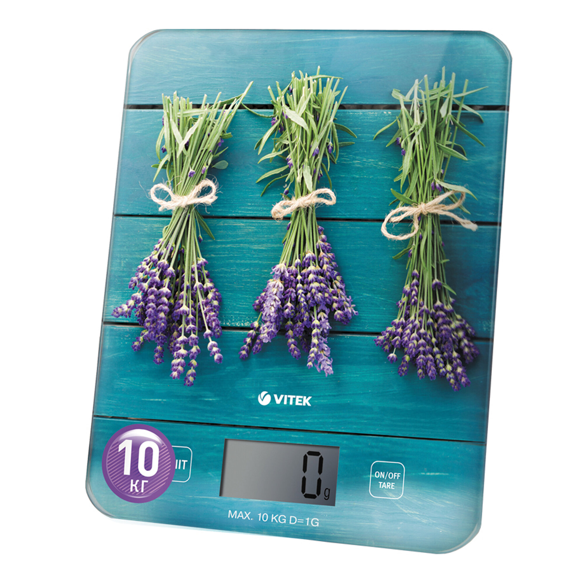 Кухонные весы Vitek VT-2415, электронные, платформа, стекло, пластик, до 10кг