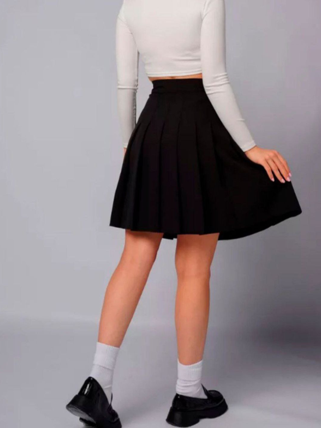 Юбка ЛакSHERY теннисная юбка черная юбка школьная юбка, размер 46, Черный деним — фото 1