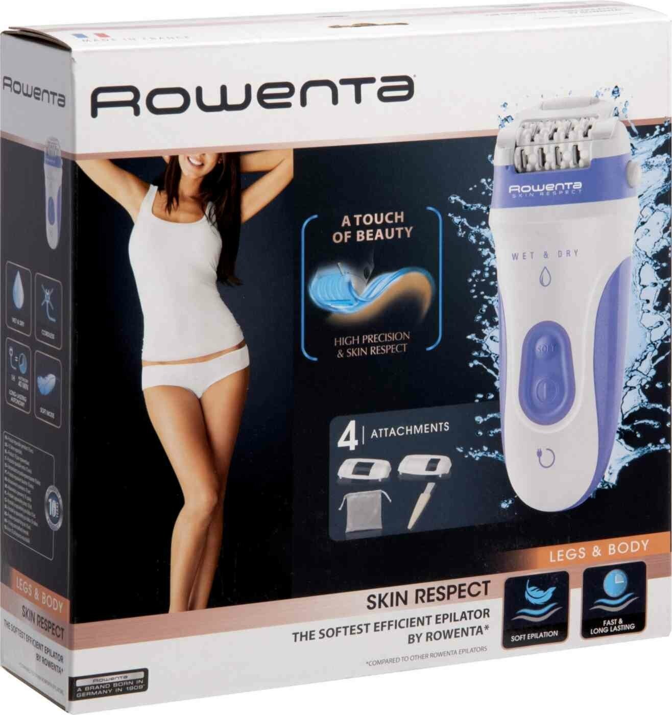 Эпилятор Rowenta EP8020F0, 2 скорости, 4 насадки, фиолетово-белый