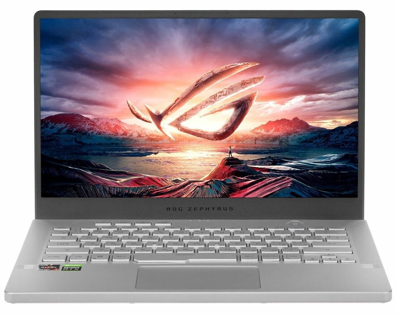 14" Ноутбук ASUS ROG Zephyrus G14 GA401QM-HZ282T (90NR05S5-M07600) белый - 1920x1080, IPS, AMD Ryzen 9 5900HS, ядра: 8 х 3 ГГц, 16 ГБ, SSD 1024 ГБ, GeForce RTX 3060 для ноутбуков - 6 ГБ