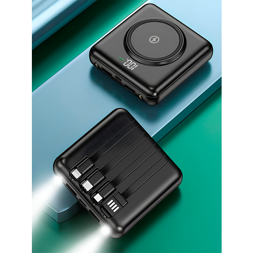 Универсальный Powerbank 10000 mAh со встроенными кабелями Повербанк внешний аккумулятор 1690₽
