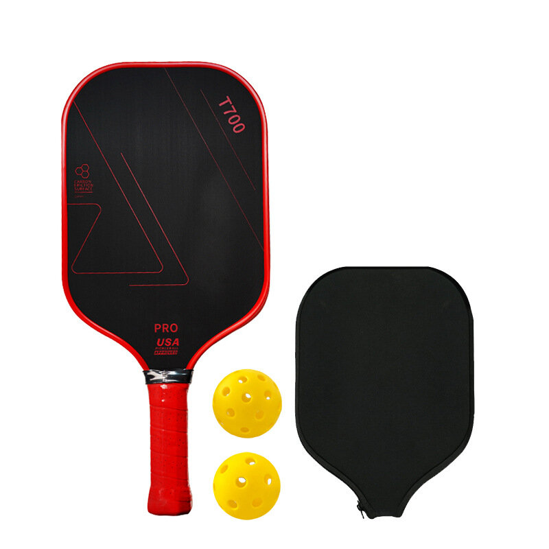 Ракетка-подборщик PickleballPaddie16, ткань с рисунком, углеродное волокно, индивидуальный красный костюм
