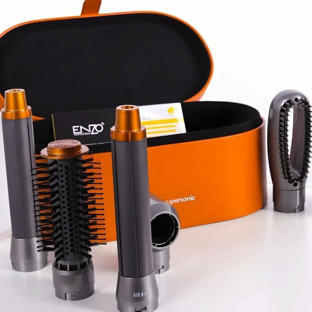 Мультистайлер ENZO Airwrap 6 в 1 Dyson Lux , воздушная укладка и сушка, автоматическая плойка Светло-серый — фото 1