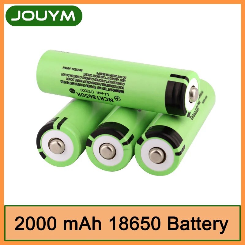 JOUYM NCR18650B литиевая перезаряжаемая батарея 3.7V 2000 мАч 2 PCS