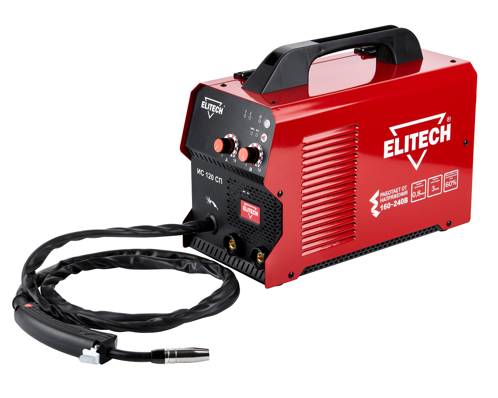 Сварочный инвертор ELITECH MIG/MAG ИС 120 СП 3.2 кВ·А функция VRD