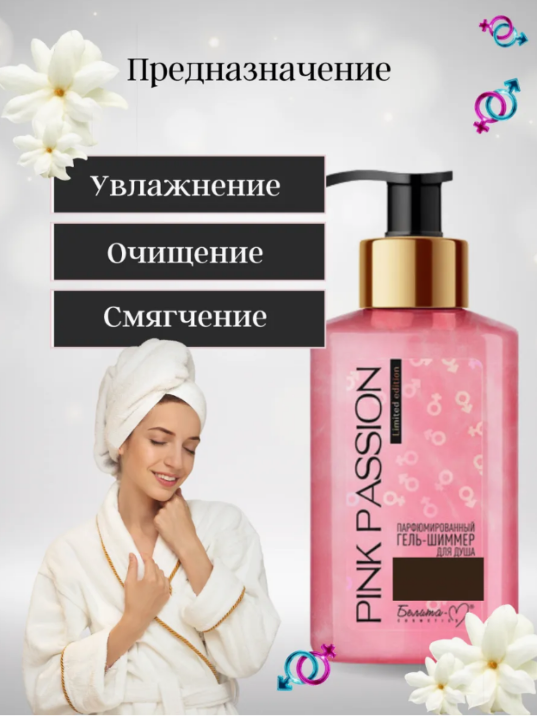 Гель для душа PINK PASSION Shimmer, для блеска, с феромонами, оригинал — фото 1