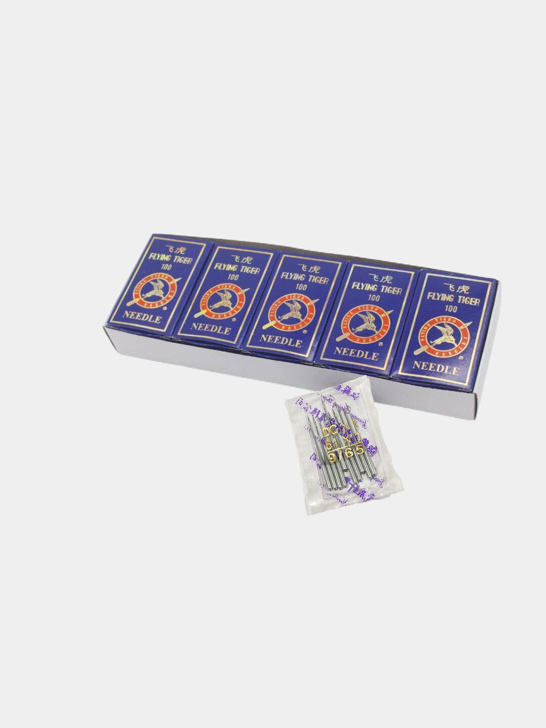 Иглы оверлок FLYING TIGER DCx1 для промышленных швейных машин (Juki, Jack, Brother), 2 Пачки =20 игл — №9/65 — фото 1