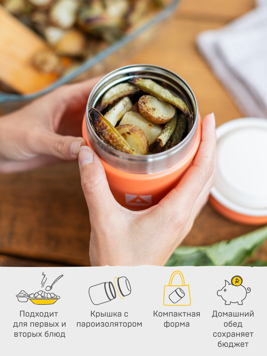 Термос детский для еды 280 мл Арктика 411 сталь/для девочки в школу — фото 1