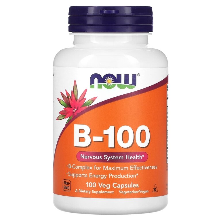 NOW, B-100, Витамины группы B, 100 растительных капсул (B-комплекс)